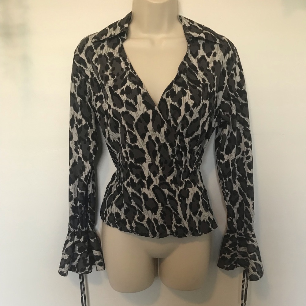 Vintage animal print collard shirt